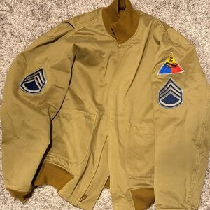 Men's Military Style Jacket - Tan- army green “ Brad Pitt in movie Fury”